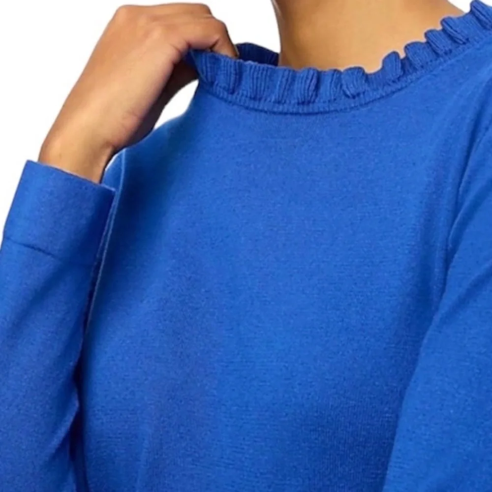 J.Crew Blue Ruffle Neck Sweater